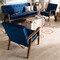 Baxton Studio Sorrento Blue Velvet Walnut Finished 3-Piece Wooden Living Room Set 160-9938-9940 - alternate 4